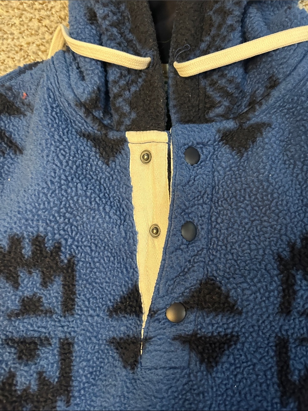American Eagle Outfitters Blue and Black Fleece Hoodie Pullover - Picture 3 of 4